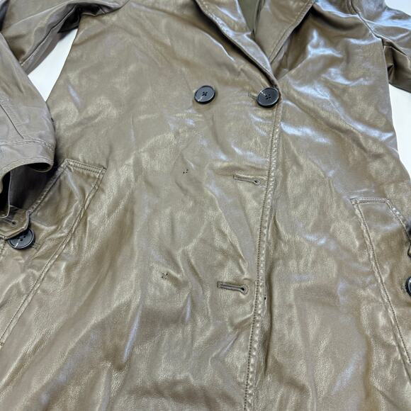 Marissa Webb‎ Coat Womens 0 Green Faux Leather Trench Jacket - Picture 11 of 14